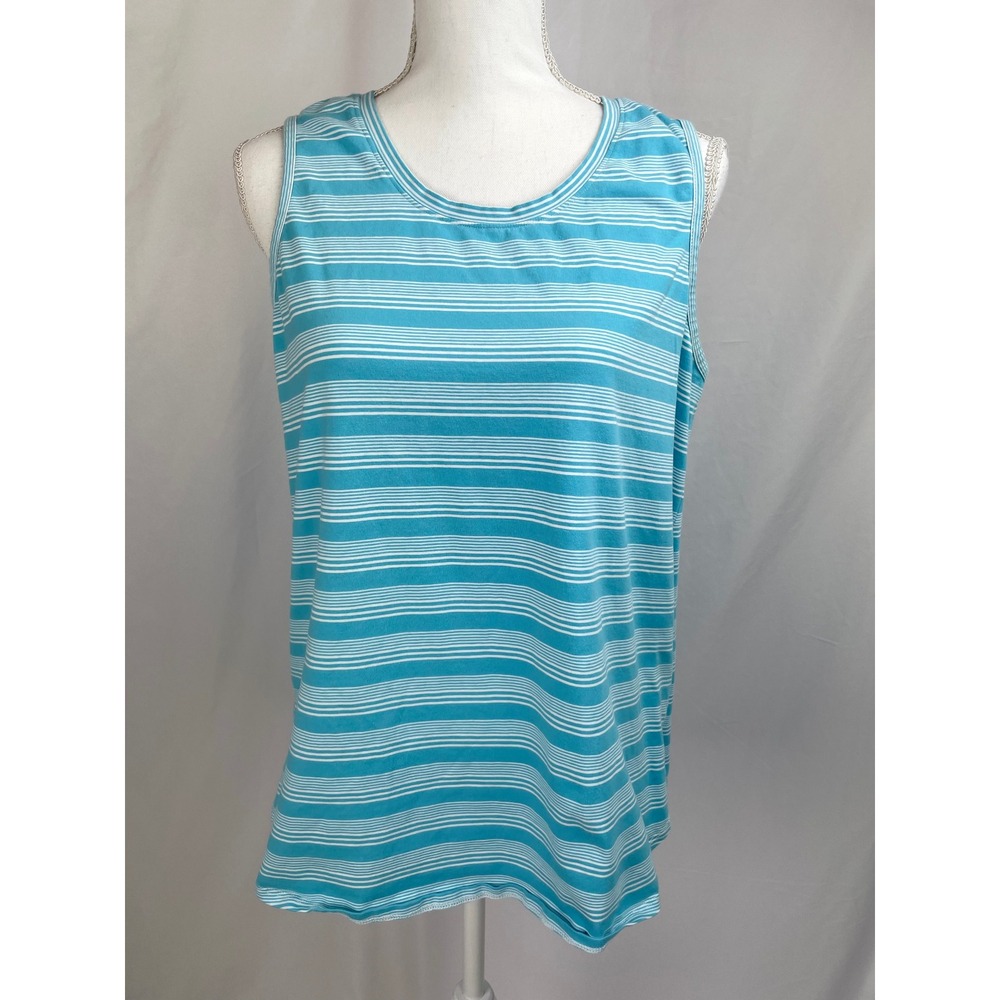 Soft Surroundings Large‎ Petite Striped Blue Tank Top Sleeveless Tunic Cotton